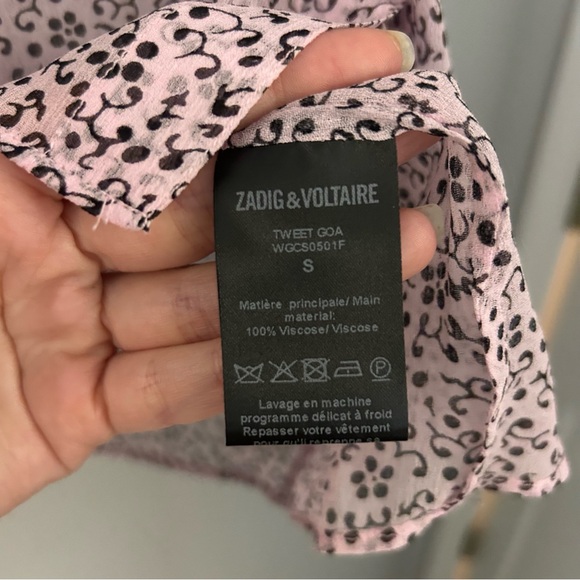 Zadig & Voltaire Tweet Goa Lavender Purple Ditsy Floral Semi Sheer Blouse - Picture 7 of 8